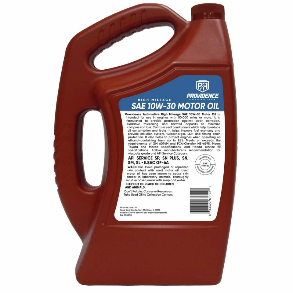 Providence Automotive High Mileage Motor Oil 10W30, 5 Quart - PA-10305H 2 Providence Automotive High Mileage Motor Oil 10W30, 5 Quart - PA-10305H - Image 2