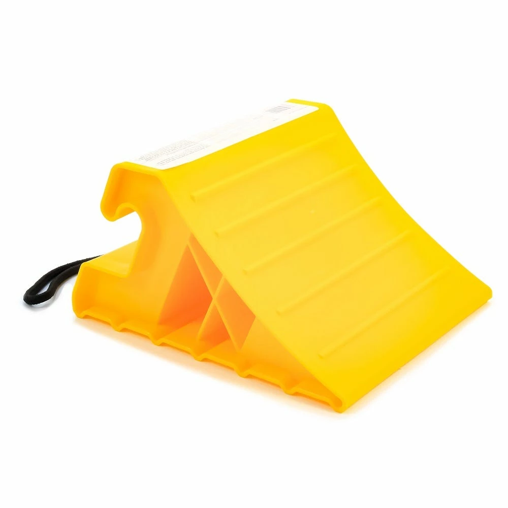 Camco Wheel Chock with Rope Yellow - 44472 - Exterior Accessories 2 Camco Wheel Chock with Rope Yellow - 44472 - Exterior Accessories - Image 2