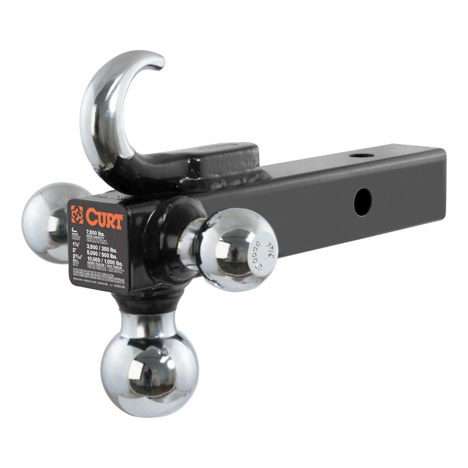 Curt Triple Ball Mount with Hook 45675 - Ball Mounts 2 Curt Triple Ball Mount with Hook 45675 - Ball Mounts - Image 2