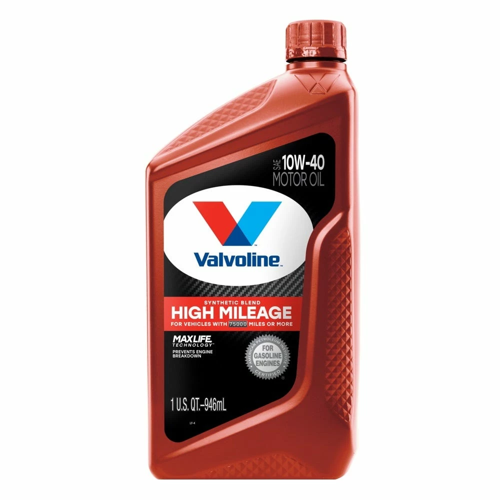 Valvoline High Mileage with MaxLife Technology SAE 10W-40 Synthetic Blend Motor Oil, 1 Quart - 797977 1 Valvoline High Mileage with MaxLife Technology SAE 10W-40 Synthetic Blend Motor Oil, 1 Quart - 797977