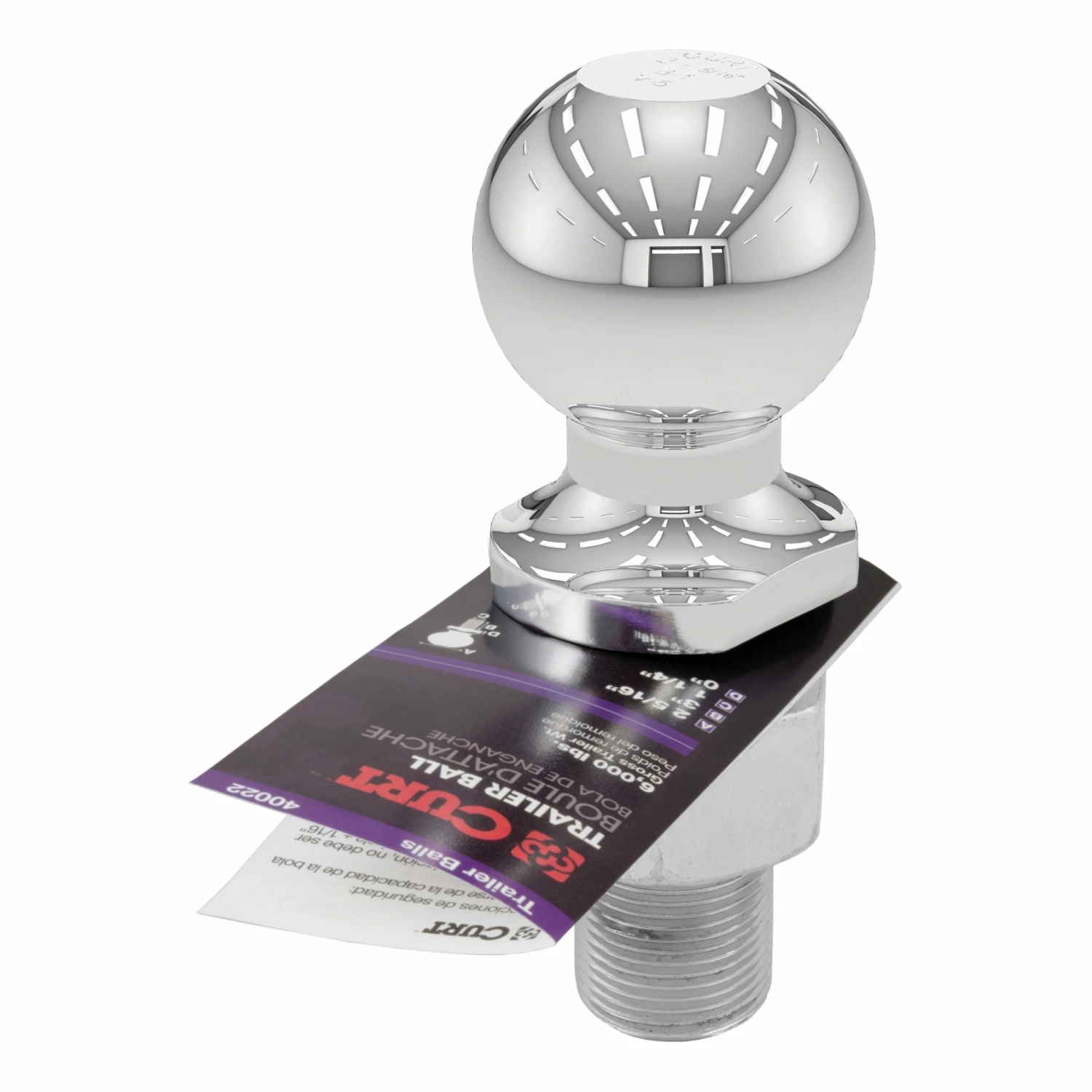 Curt Trailer Ball 2 5/16 x 1 1/4 Inch x 3 Inch 40022 - Hitch Pins, Clips & Accessories 2 Curt Trailer Ball 2 5/16 x 1 1/4 Inch x 3 Inch 40022 - Hitch Pins, Clips & Accessories - Image 2