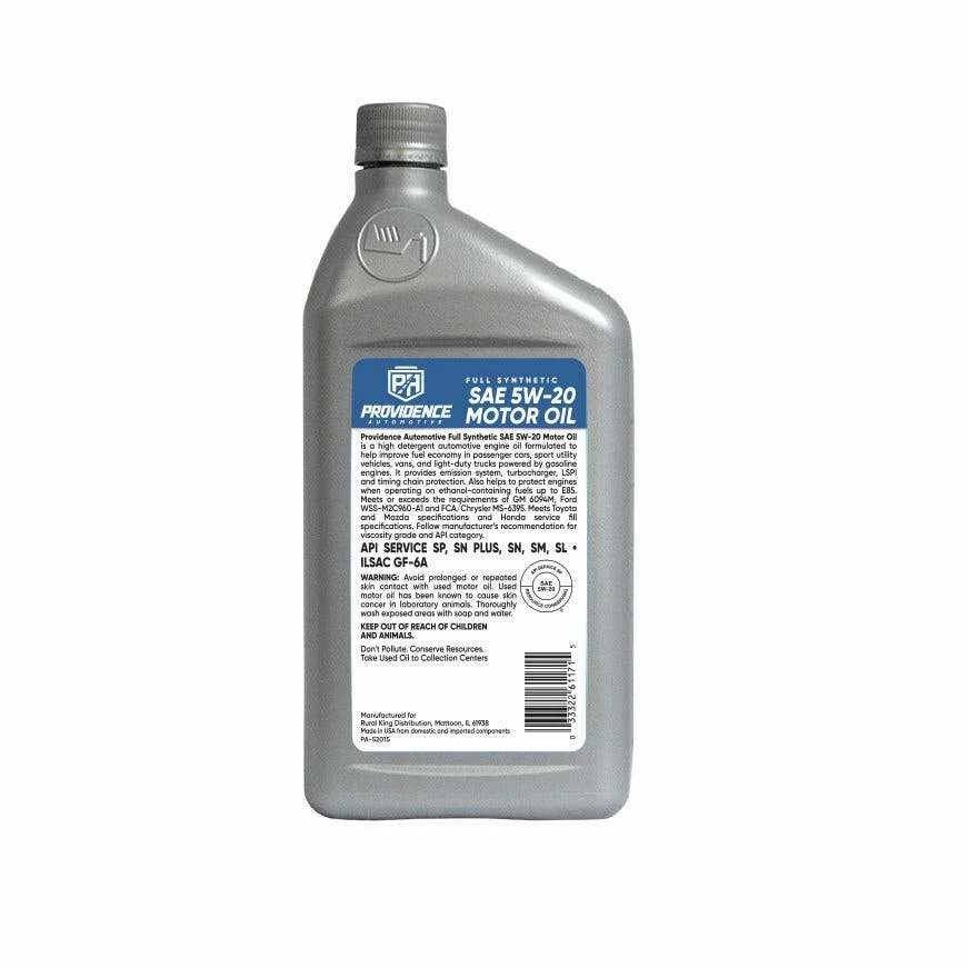 Providence Automotive Oil Full Synthetic 5W20, 1-Quart - PA-5201S - Motor Oil 2 Providence Automotive Oil Full Synthetic 5W20, 1-Quart - PA-5201S - Motor Oil - Image 2