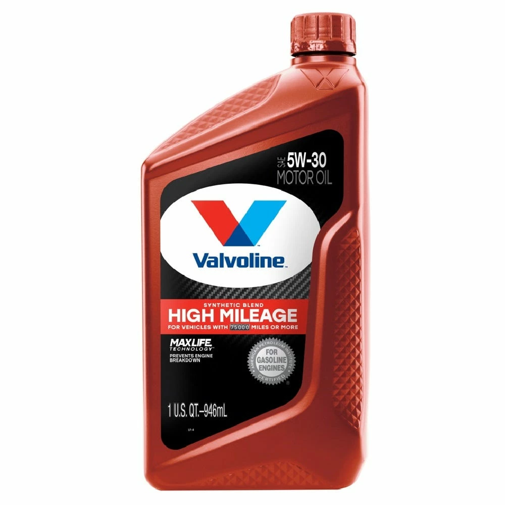 Valvoline High Mileage with MaxLife Technology SAE 5W-30 Synthetic Blend Motor Oil, 1 Quart - VV1556 1 Valvoline High Mileage with MaxLife Technology SAE 5W-30 Synthetic Blend Motor Oil, 1 Quart - VV1556