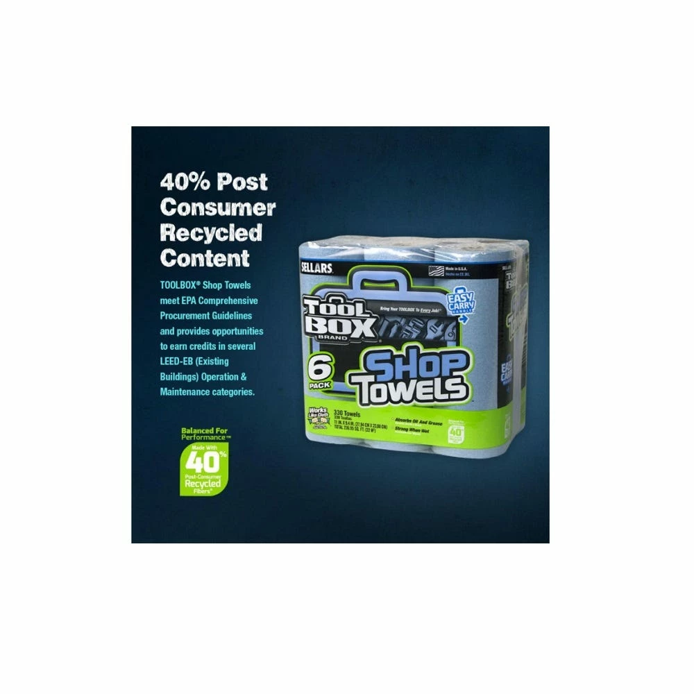 Various Brands Blue Shop Towel Roll, 6 Pack - 5441602 - Garage Accessories 2 Various Brands Blue Shop Towel Roll, 6 Pack - 5441602 - Garage Accessories - Image 2