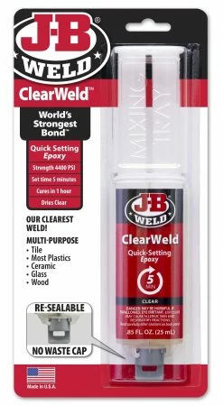 J.B. Weld J-B Weld ClearWeld Quick-Setting Epoxy Syringe-Dries Clear-25 ml 50112 - Caulks Sealants