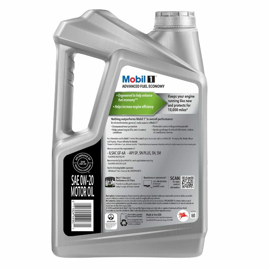 Mobil 1 Advanced Fuel Economy Motor Oil 0W-20, 5 Quart - 124185 - Greases & Lubricants 2 Mobil 1 Advanced Fuel Economy Motor Oil 0W-20, 5 Quart - 124185 - Greases & Lubricants - Image 2