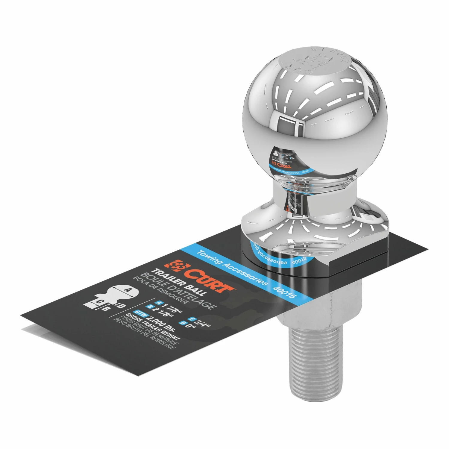 Curt Ball 1 7/8 Inch x 3/4 Inch x 2 1/8 Inch 40015 - Hitch Pins, Clips & Accessories 2 Curt Ball 1 7/8 Inch x 3/4 Inch x 2 1/8 Inch 40015 - Hitch Pins, Clips & Accessories - Image 2